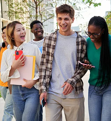 group of diverse college students